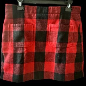 J.Crew Red Black Plaid Mini Skirt Size 10 | Preppy Classic Pocket Skirt